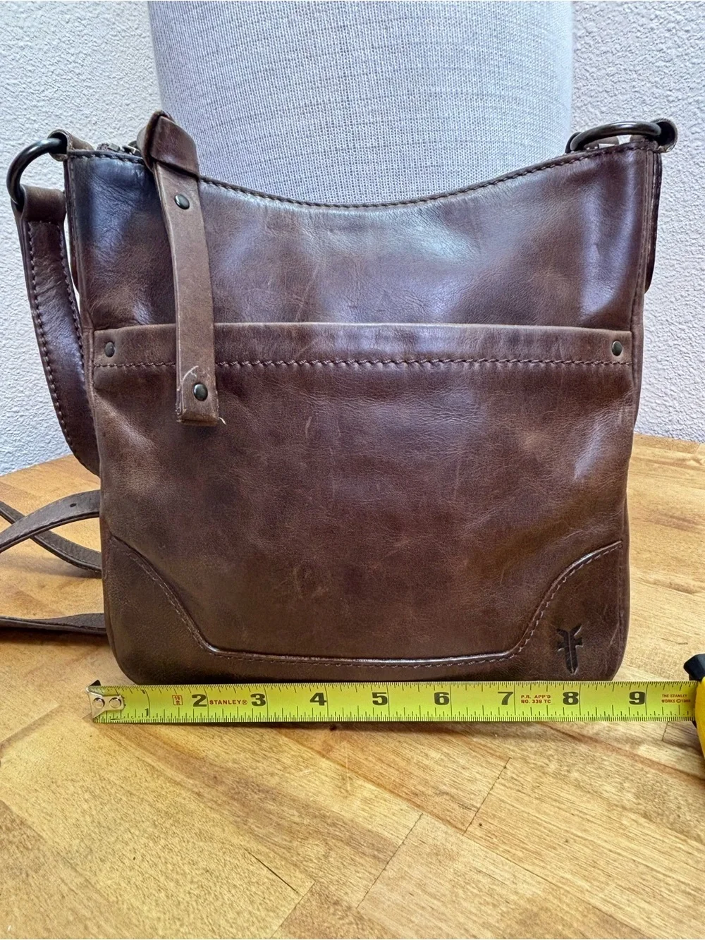 Frye Melissa Leather Crossbody Bag Dark Brown Cognac Small Purse DB0354